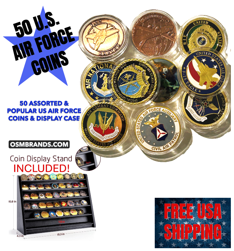 50 Popular US Air Force Coins with Display Case