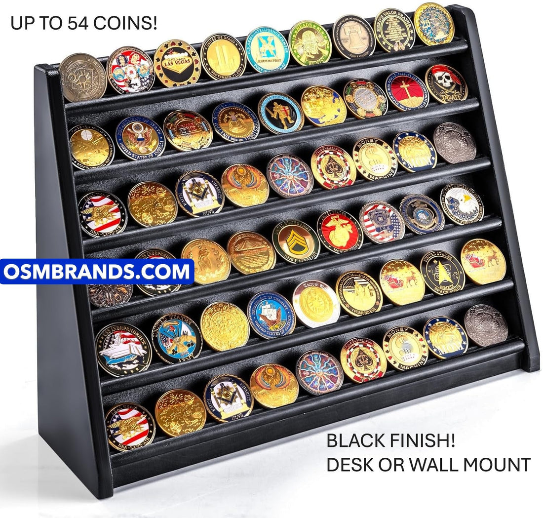 Challenge Coin Display Case-Holds up to 54 Coins-Desk or Wall Mount