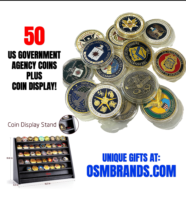 U.S. Government Agency 50 Coin Lot with Display Case