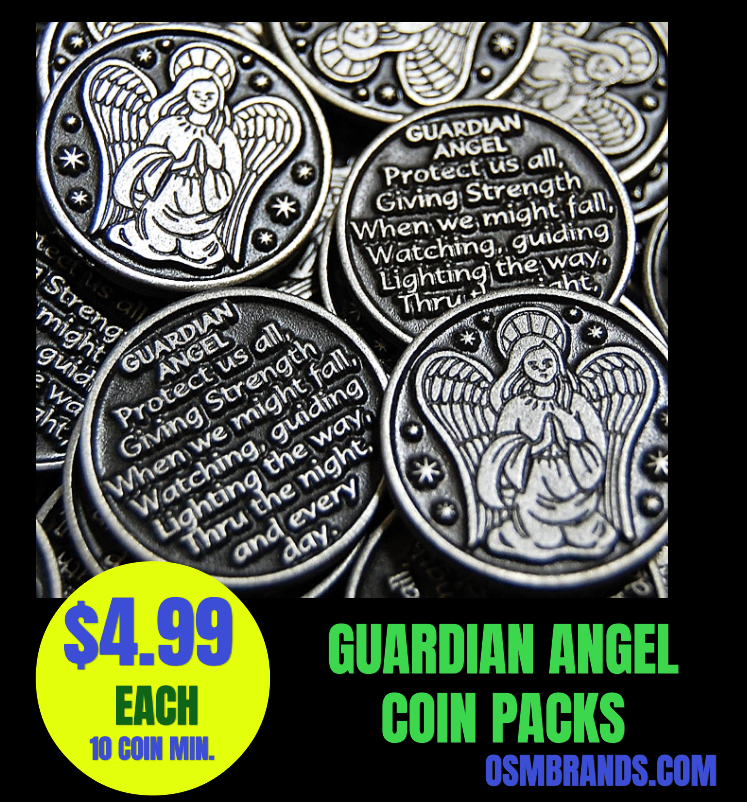 Guardian Angel 1" Pocket Prayer Coins or Golf Ball Markers