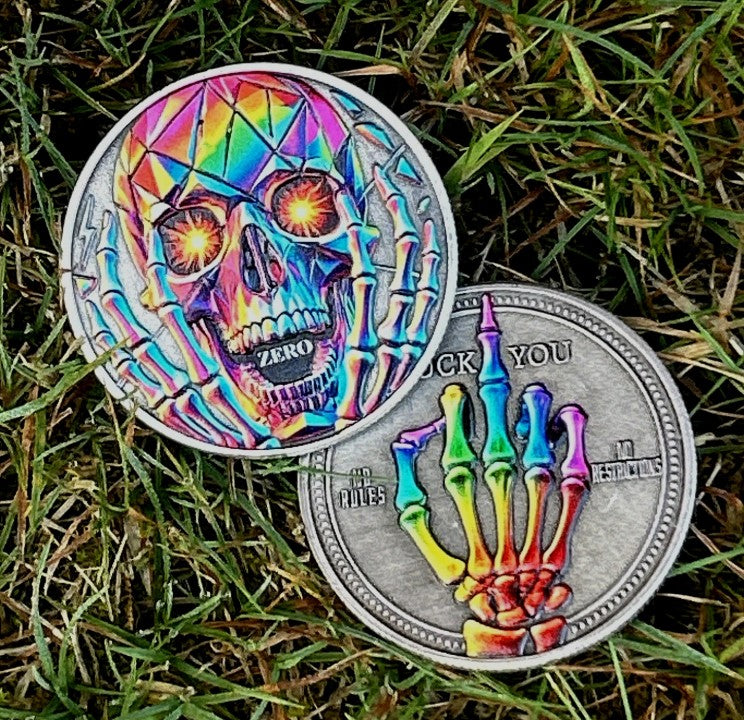 Funny F**K You Skeketon Middle Finger Skull  Gift Coins-Joke Gifts-Golf Ball Markers