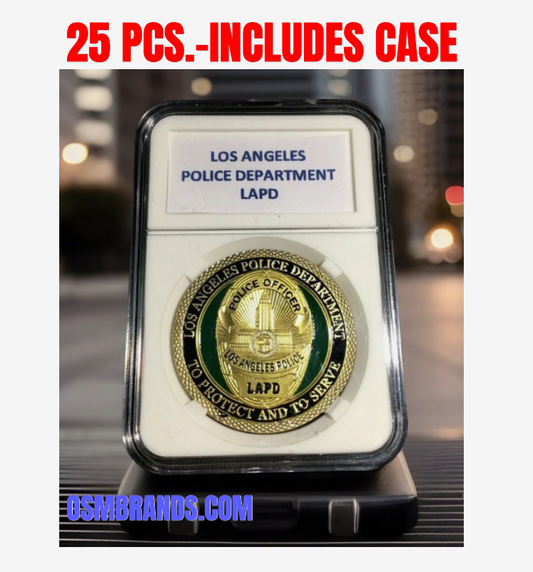 25 LAPD Los Angeles Police Department Coins with Labeled Cases