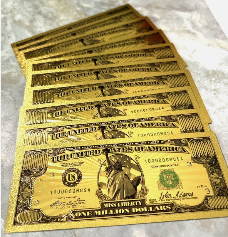 $1 MILLION MISS LIBERTY 24K Gold Foil Flake Novelty Banknote Lots for Sale