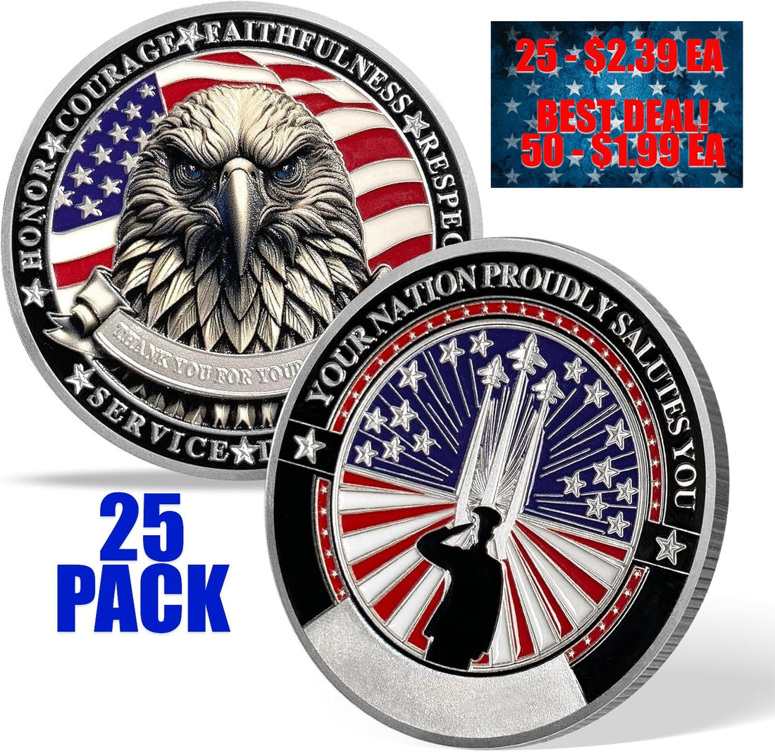 Event-Fundraising Packs-Veterans Coins-Thank You Your Nation Proudly Salutes You