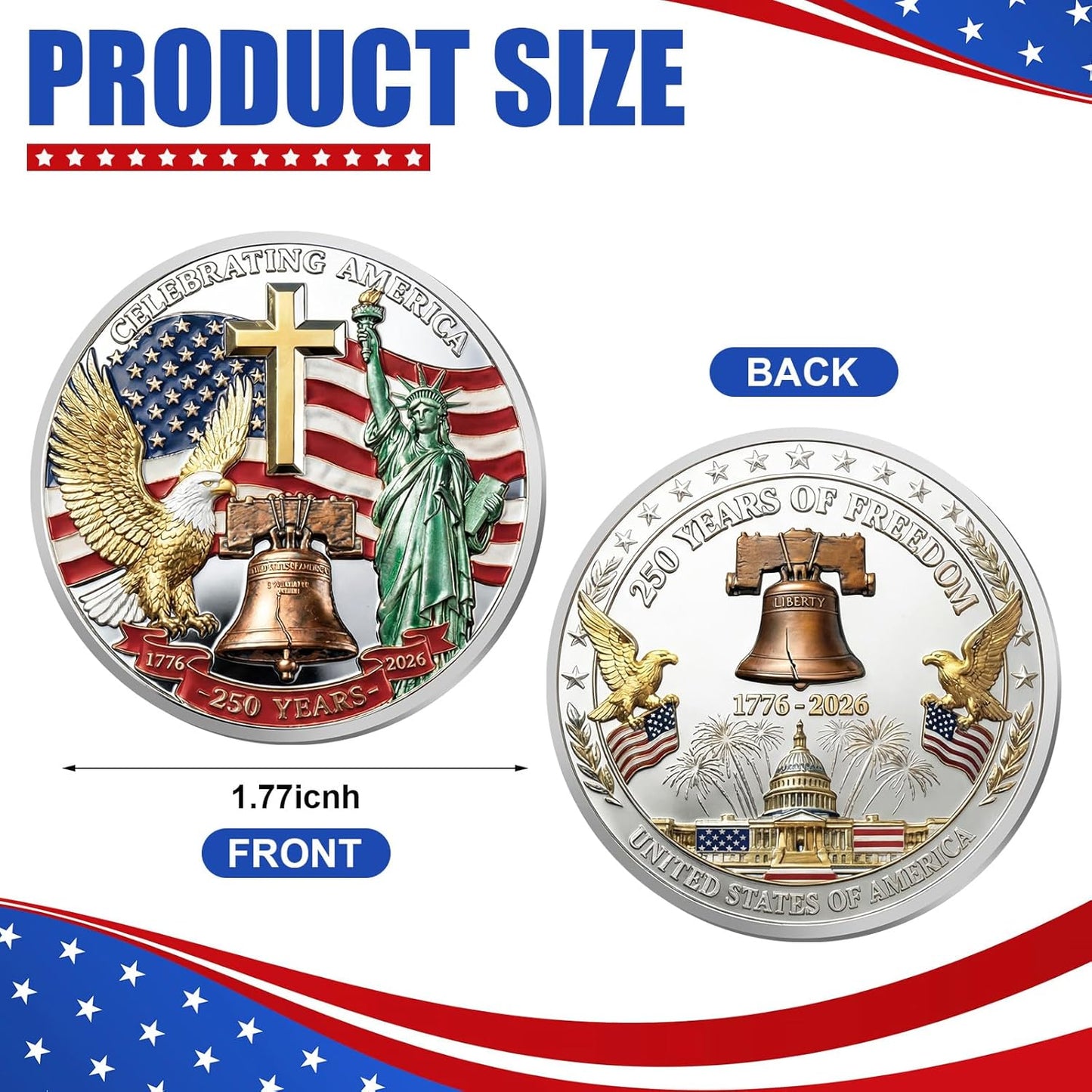 Celebrating America 250th Anniversary Commemorative Coin — 10 Pack | 1776-2026