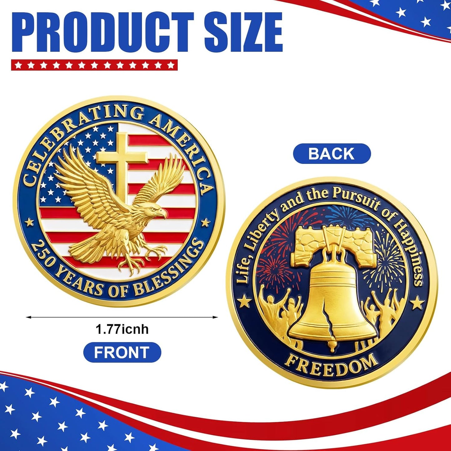 Celebrating America 250 Years of Blessings Commemorative Coin — 10 Pack | 1776-2026