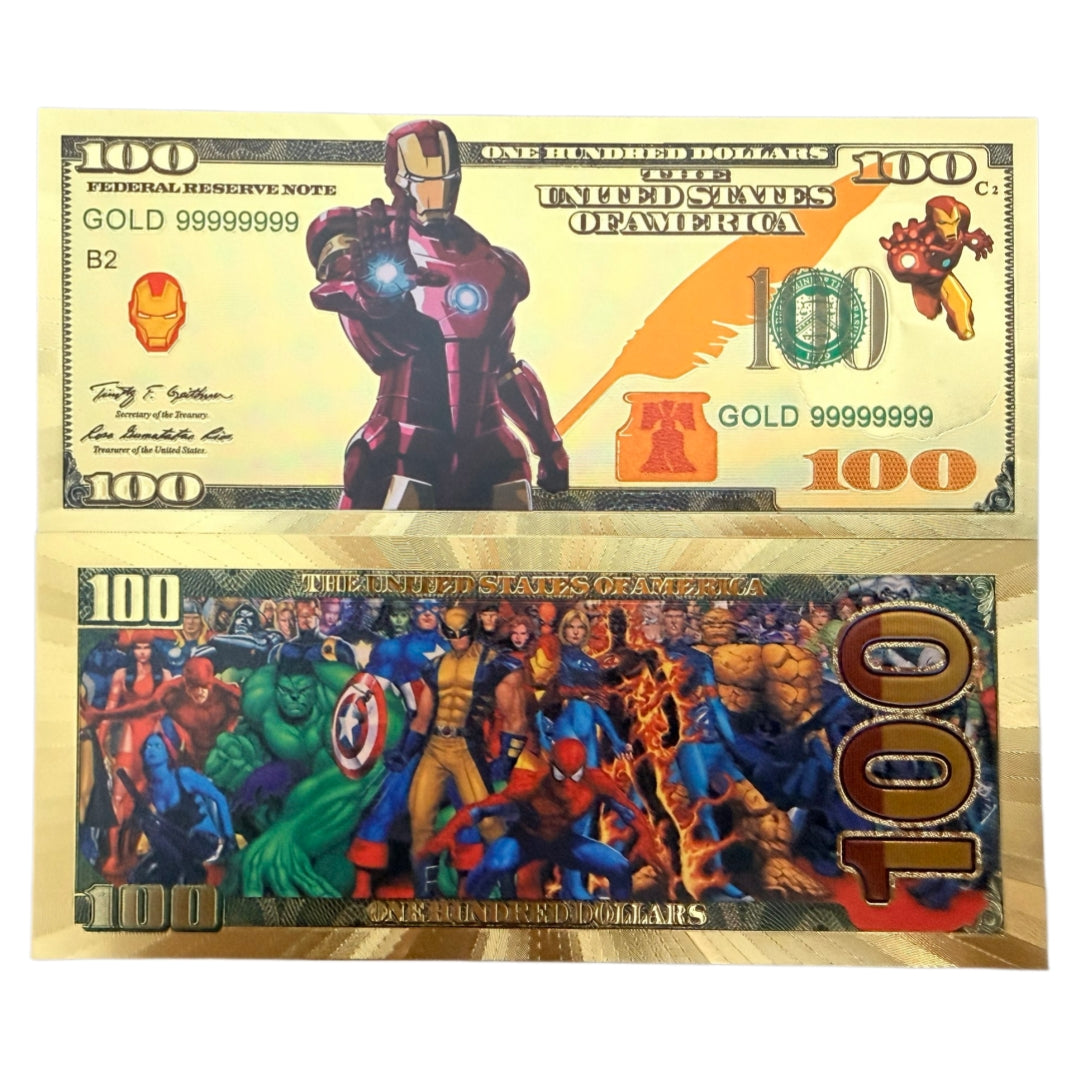 Marvel Iron Man Avengers Gold Foil Novelty Bills — 10-Pack