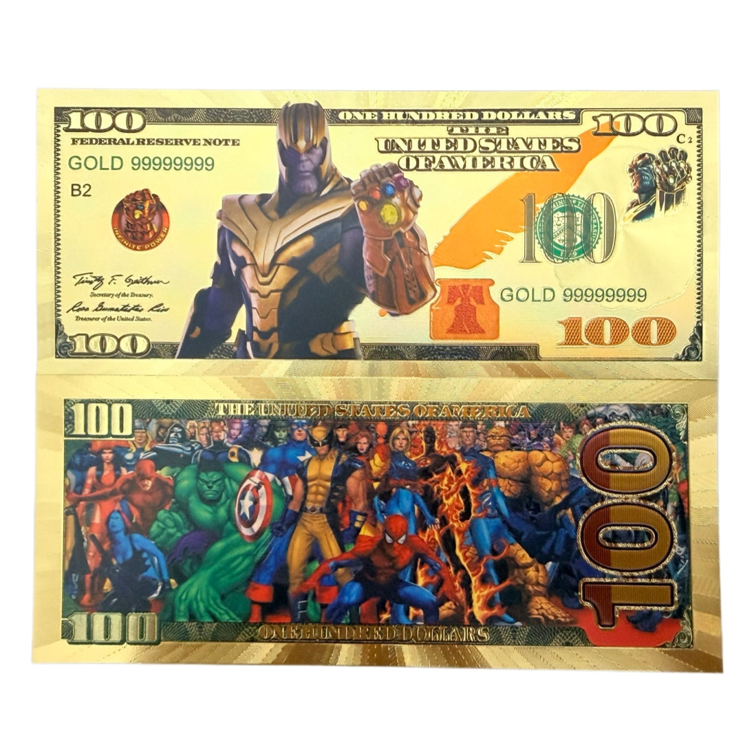 Marvel Thanos Infinity Gauntlet Gold Foil Novelty Bills — 10-Pack