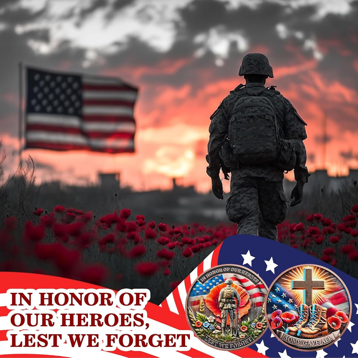 Lest We Forget Challenge Coin – In Honor of Our Heroes (50 Pack)