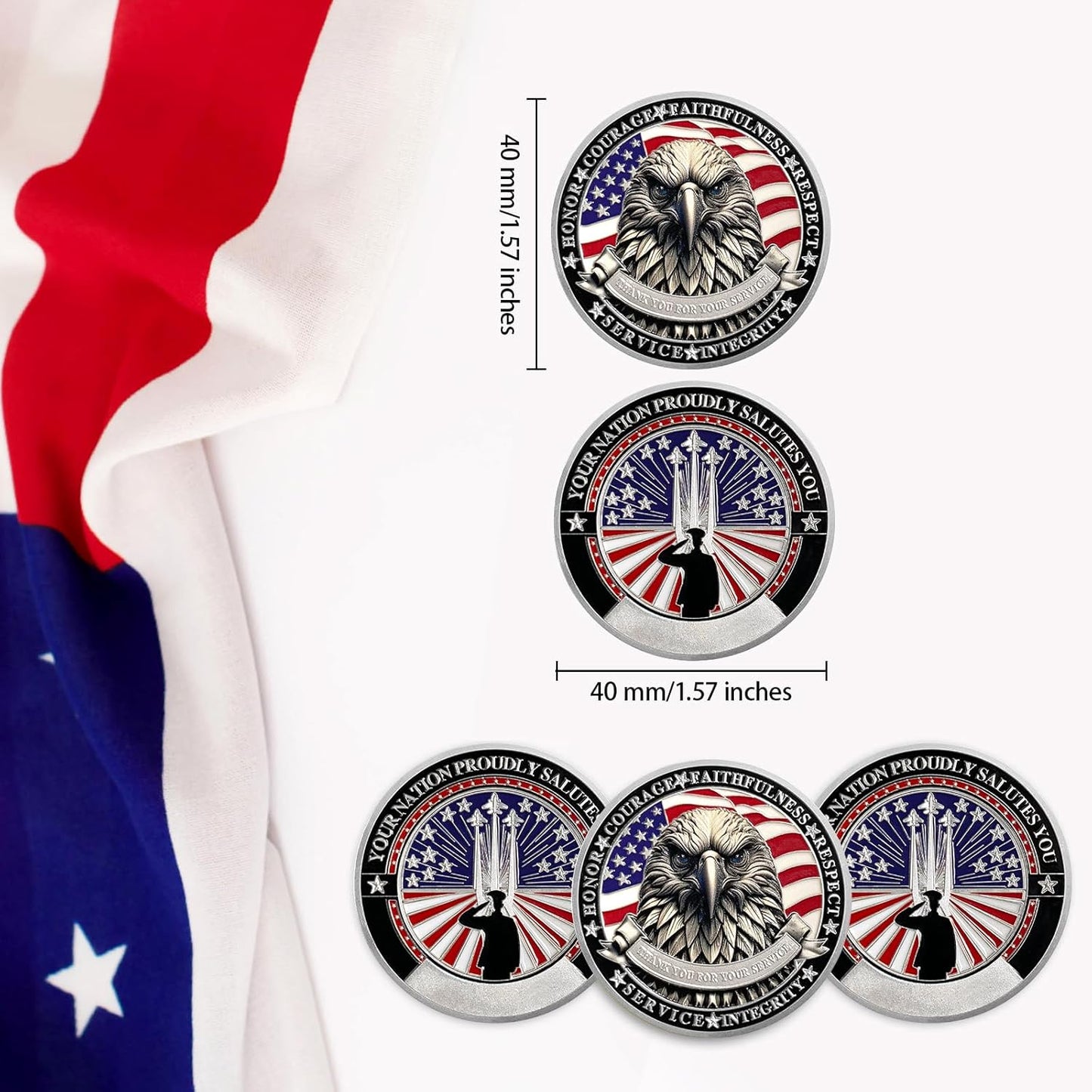 50/100 PCS Your Nation Proudly Salutes You Veteran Eagle Challenge Coin