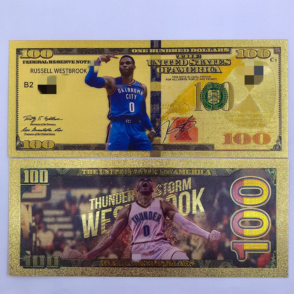 100 WHOLESALE-Basketball Legends 24k Gold Banknotes