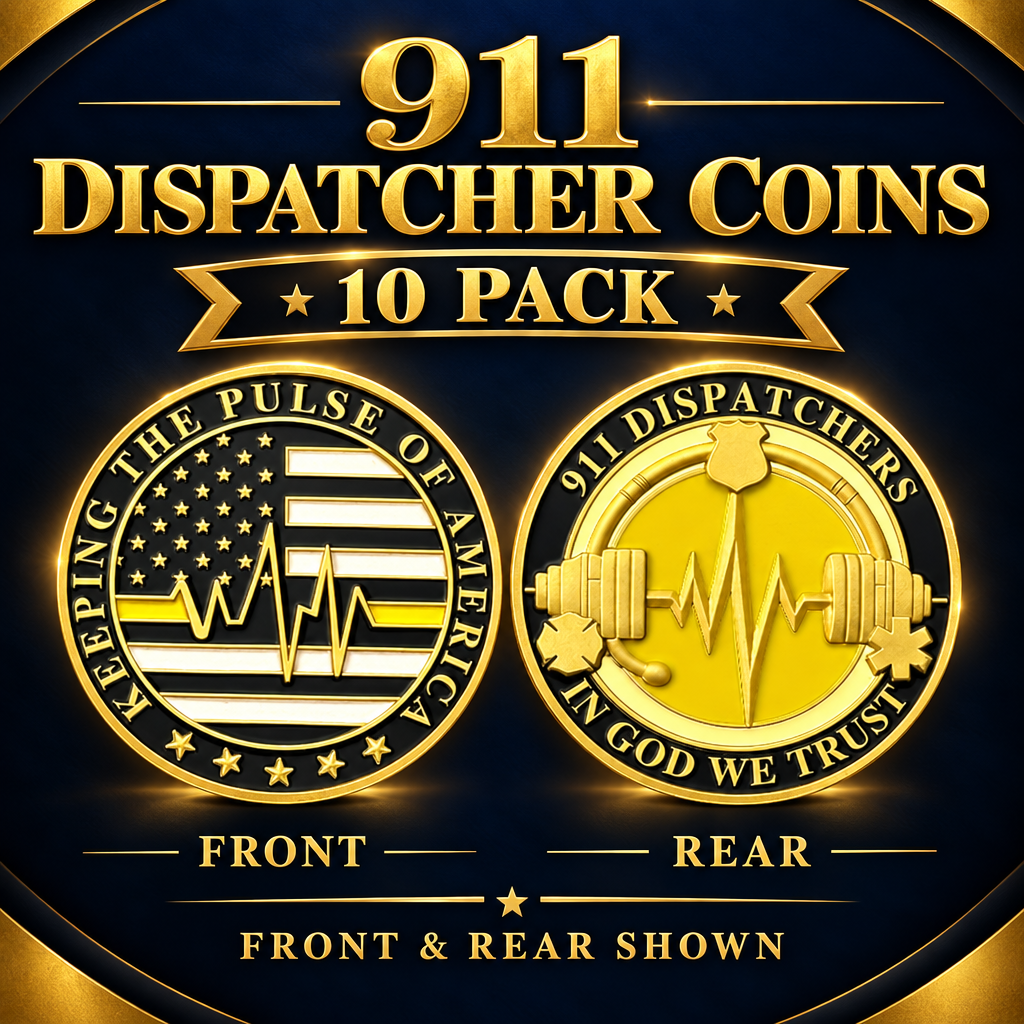 911 Dispatcher Challenge Coins – Keeping the Pulse of America – 10 Pack
