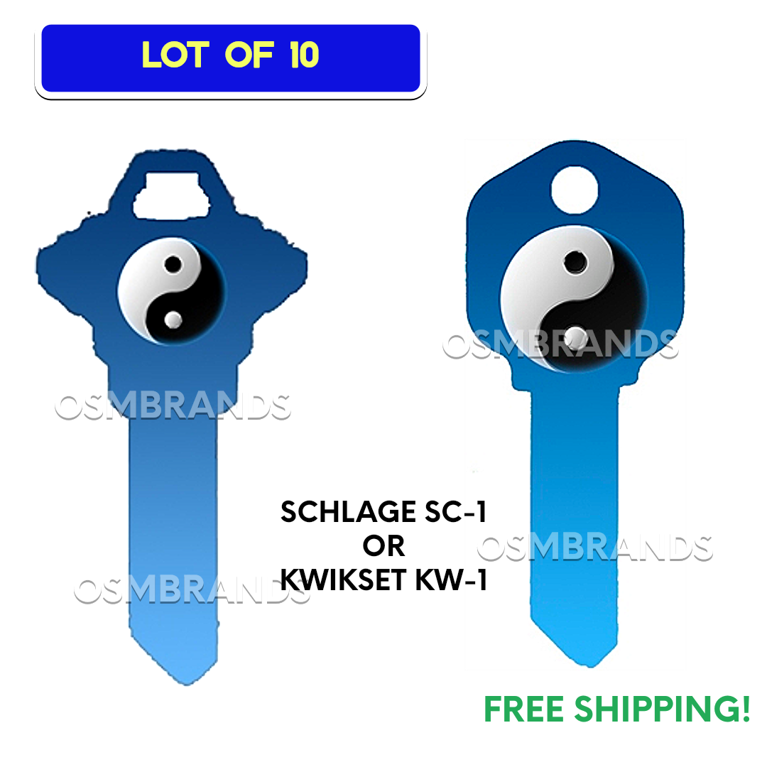 Lot of 10 Key Blanks YIN YANG Schlage SC-1 OR KW-1