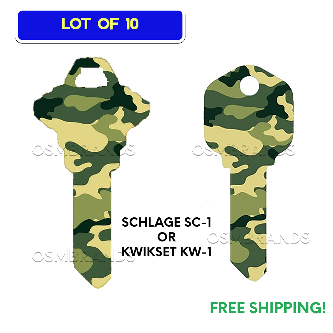KWIKSET KW-1 OR SCLAGE SC-1 CAMOUFLAGE HOUSE KEY LOTS OF 10