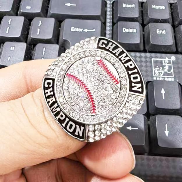 ⚾ 12 Pack Baseball Championship Rings Silver — Trophy & Star Design — No Stand