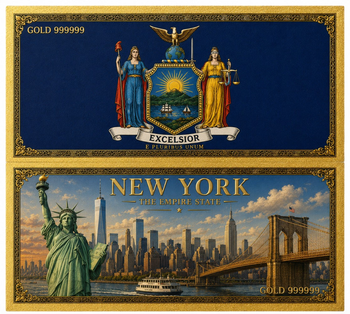 New York Gold 999999 Novelty Collectible Bill - Front and Back