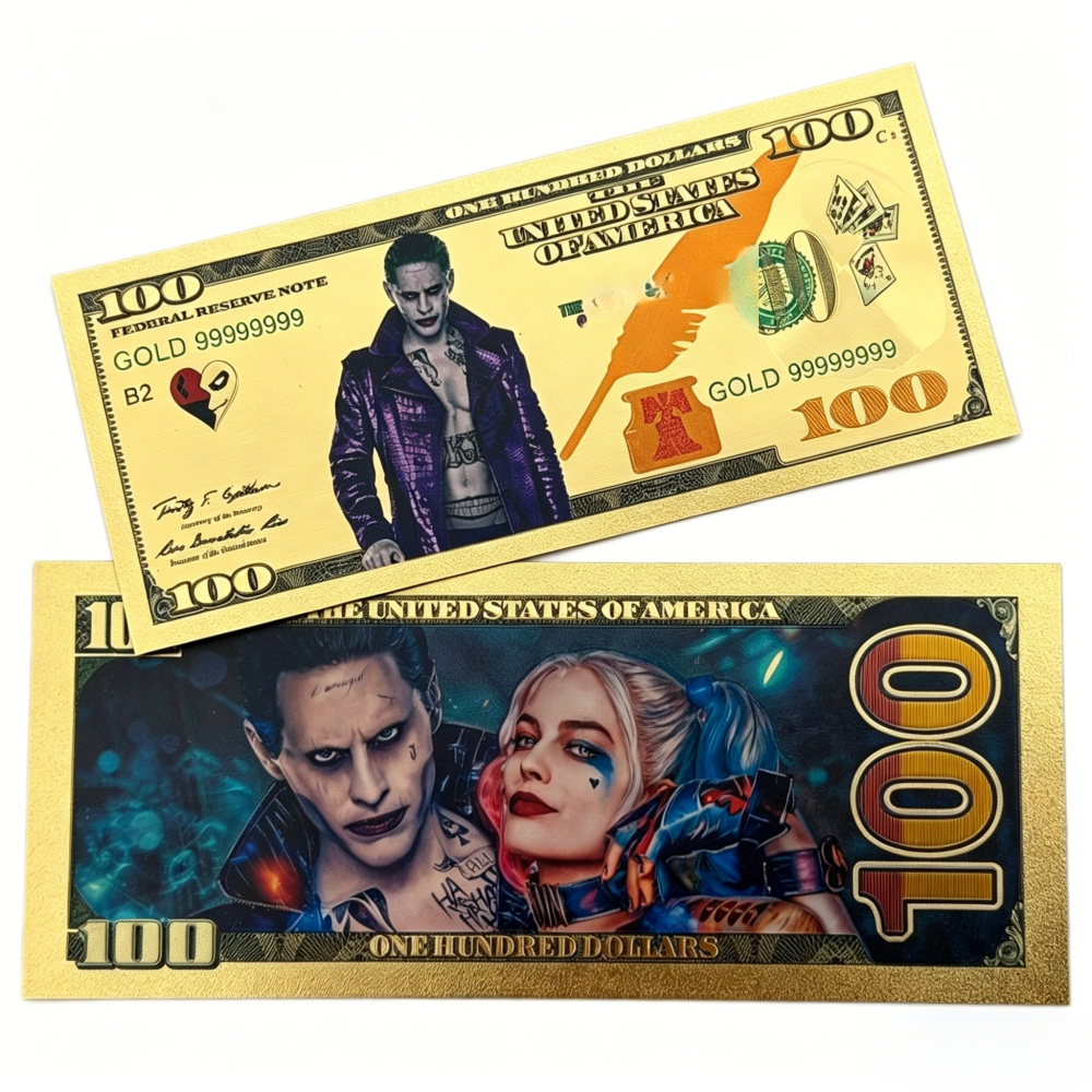 WHOLESALE ONLY-20 SETS JOKER & HARLEYQUINN 24K BANKNOTES
