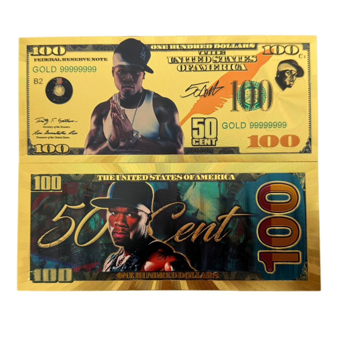 WHOLESALE ONLY 50 PCS. 50 Cent 24k Gold Foil Banknotes