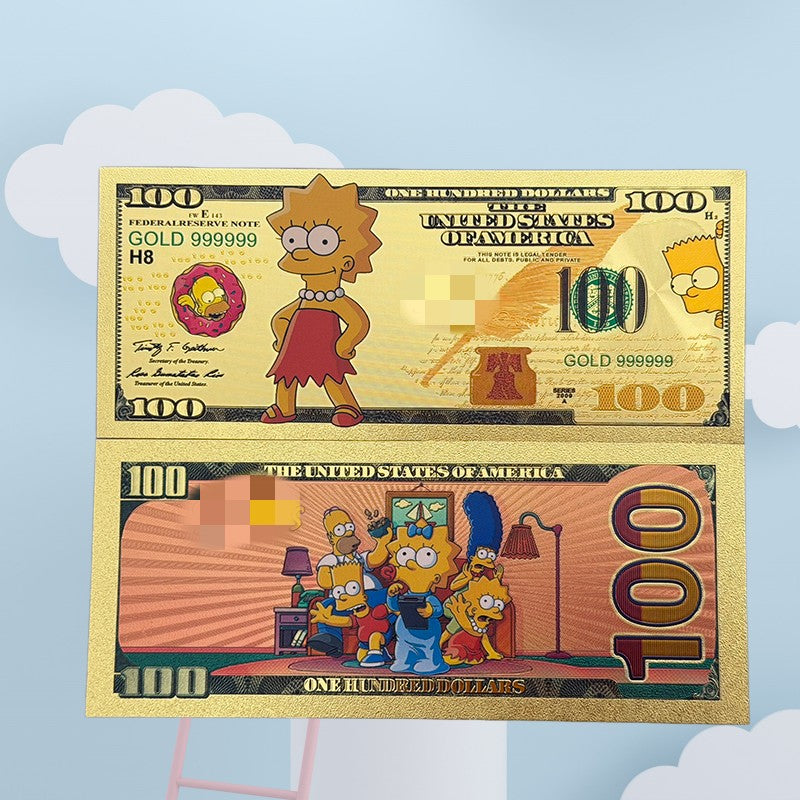 WHOLESALE ONLY-MIN ORDER 10 SETS-THE SIMPSONS 24K BANKNOTE SET