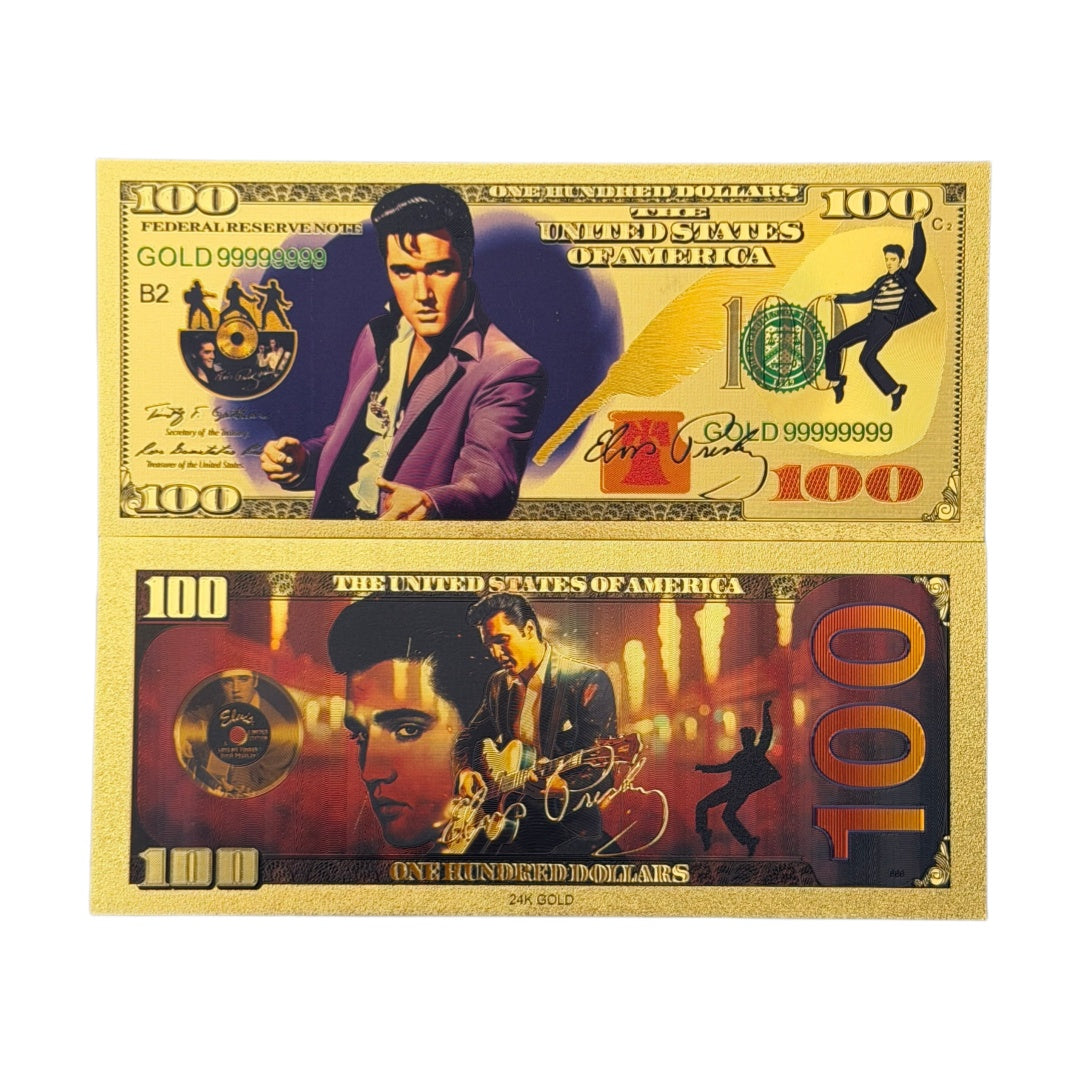 Elvis Presley 24K Gold $100 Novelty Banknote front and back