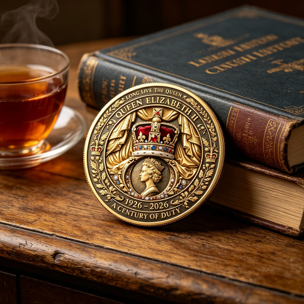Queen Elizabeth II Century of Duty Challenge Coin – 40mm 3D (5-Pack)