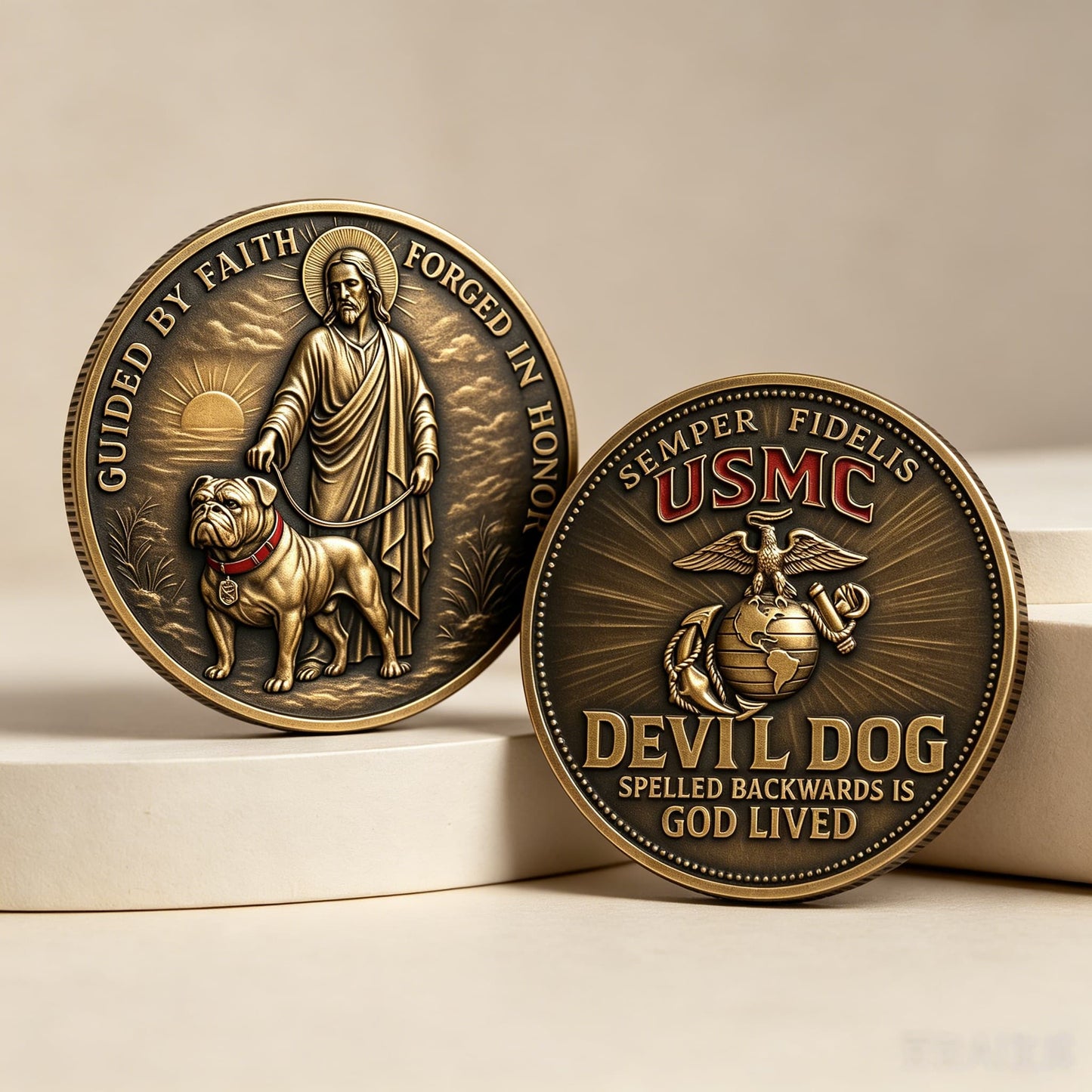 USMC Devil Dog Challenge Coin – 40mm 3D (5-Pack)