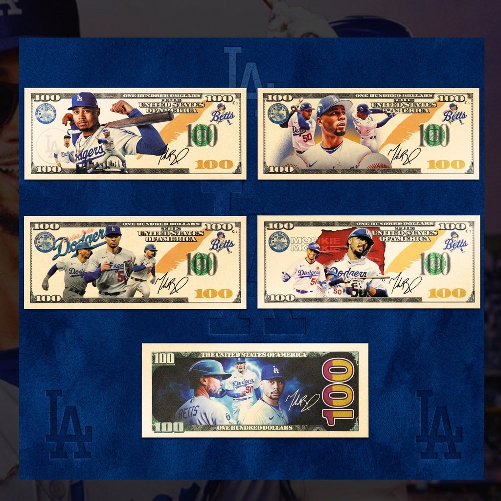 Mookie Betts 4-Pc $100 Gold Banknote Set - LA Dodgers