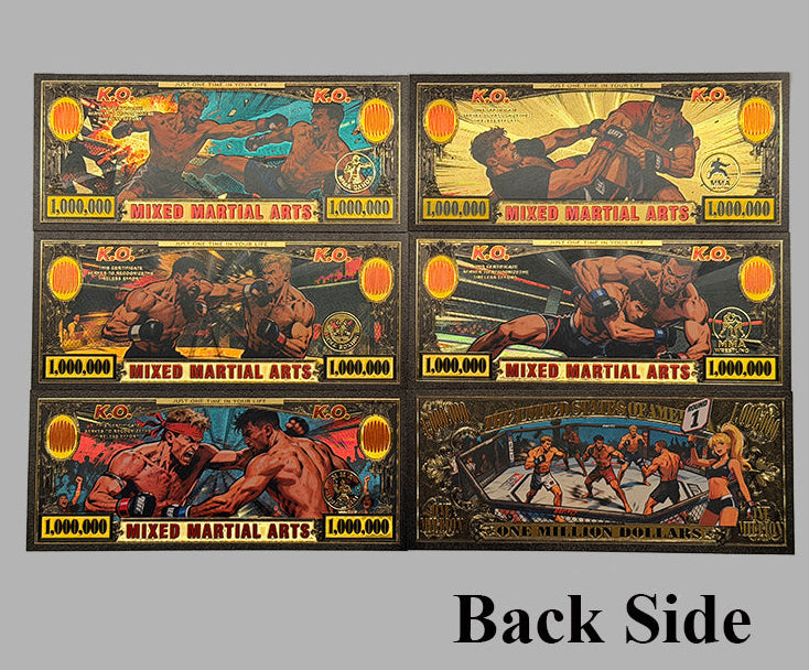 WHOLESALE ONLY-10 SETS-MORTAL COMBAT 5 PC SET 24K BLACK & GOLD BANKNOTES