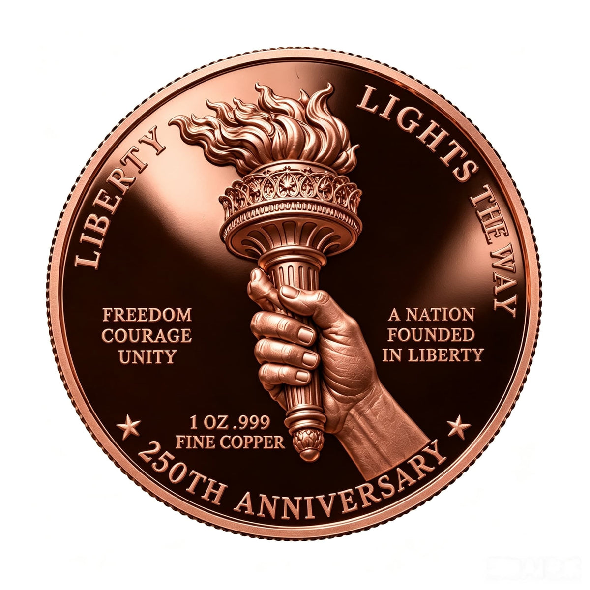50-Pack U.S. 250th Anniversary Liberty 1 oz .999 Fine Copper Rounds – 1776–2026