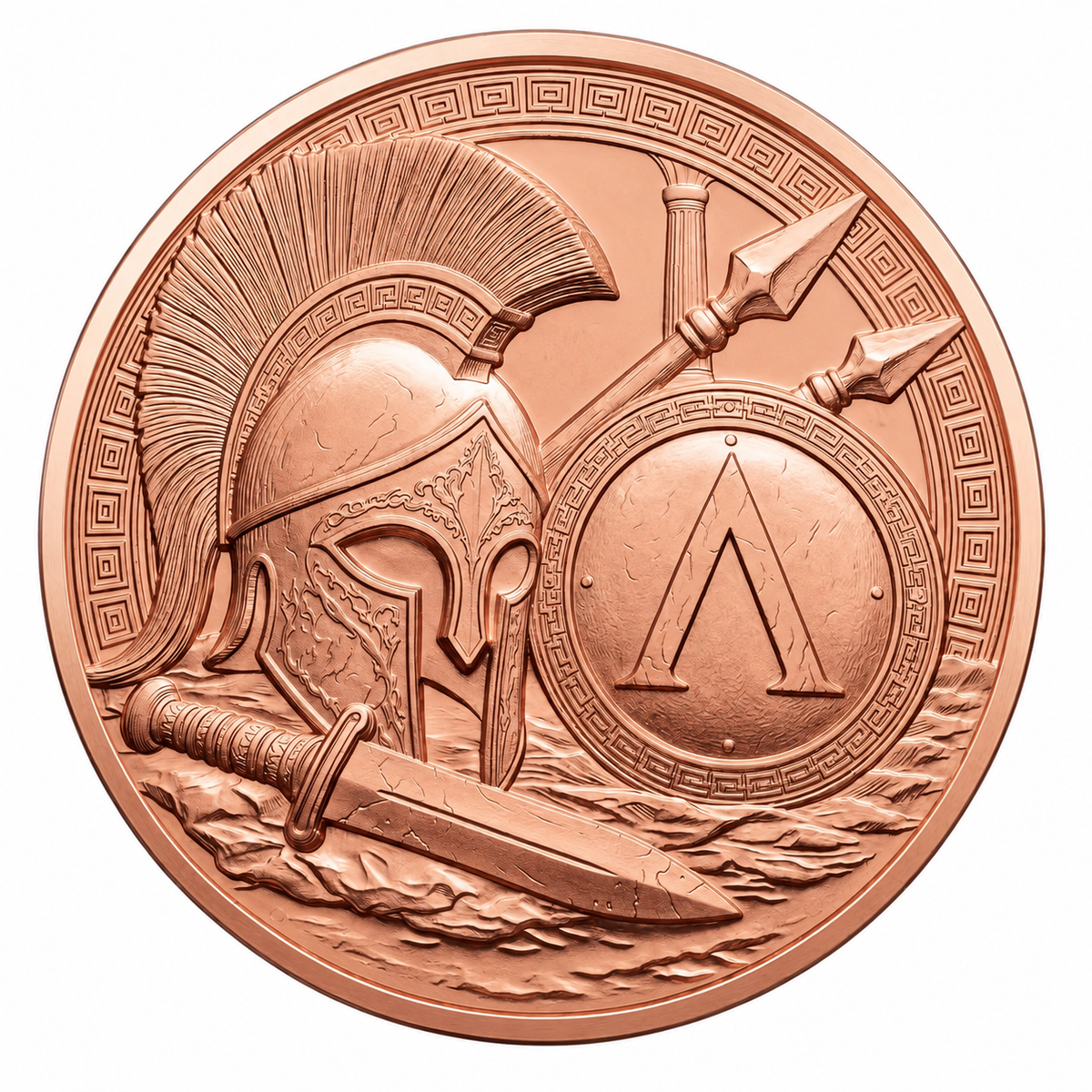 Spartan Warriors Greek Mythology Series – 1 oz .999 Fine Copper Round 40mm – Roll of 20 – Choose Your UV Color Design