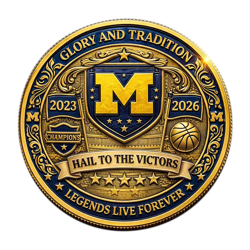 Michigan Wolverines 2026 National Champions Challenge Coin – 40mm Gold “Hail to the Victors” Limited Edition