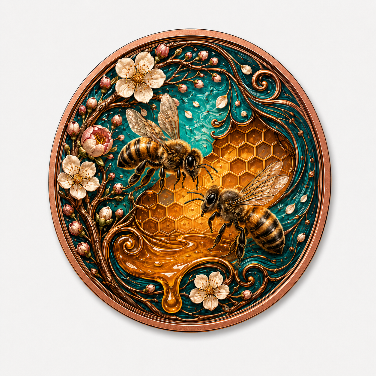 Exquisite 1 Ounce Pure Copper Round Coin Featuring 3D Honey Bee and Sunset Landscape Traditional Collectible Medallion
