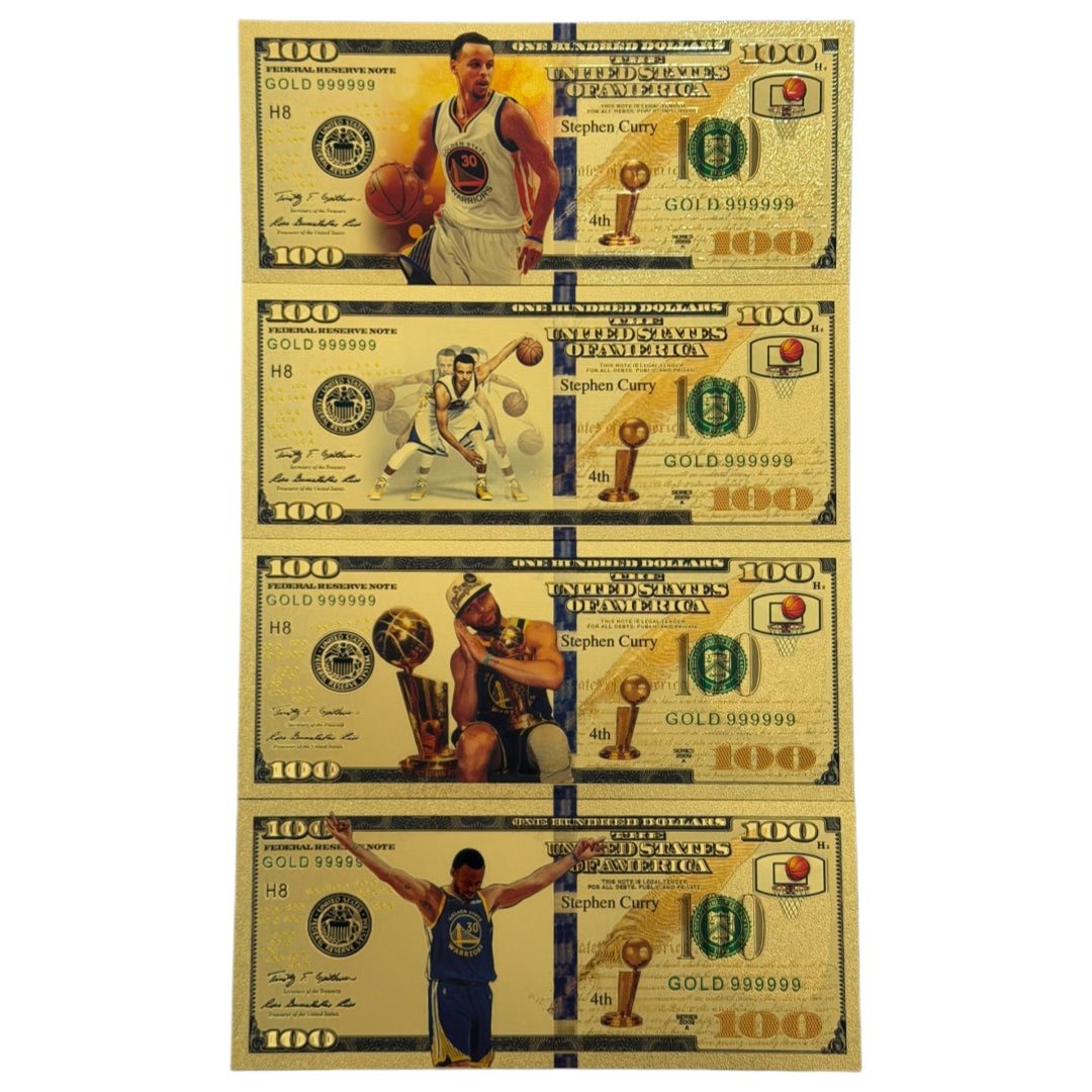 WHOLESALE ONLY-10 SETS STEPH CURRY BANKNOTES 24K GOLD FOIL
