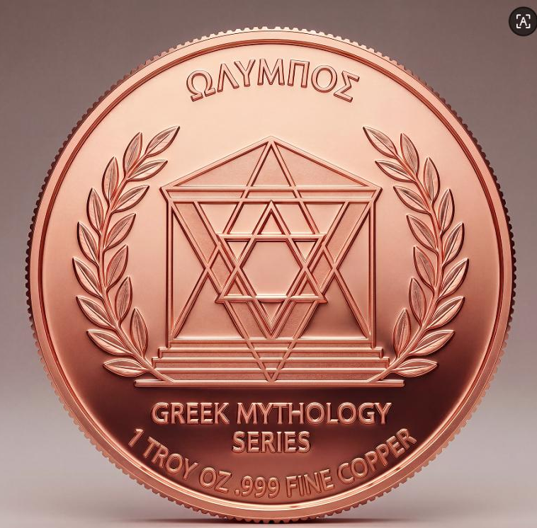 Zeus King of Gods 1 oz .999 Fine Copper Round – 3D High Relief UV Color Proof-Like | Greek Mythology Series(Roll of 20)