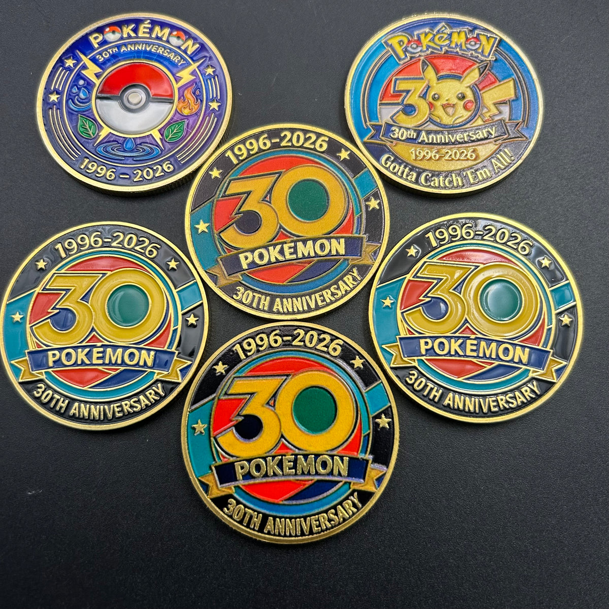 Pokémon 30th Anniversary Challenge Coin Set – 6-Piece Collector Bundle – 1996–2026