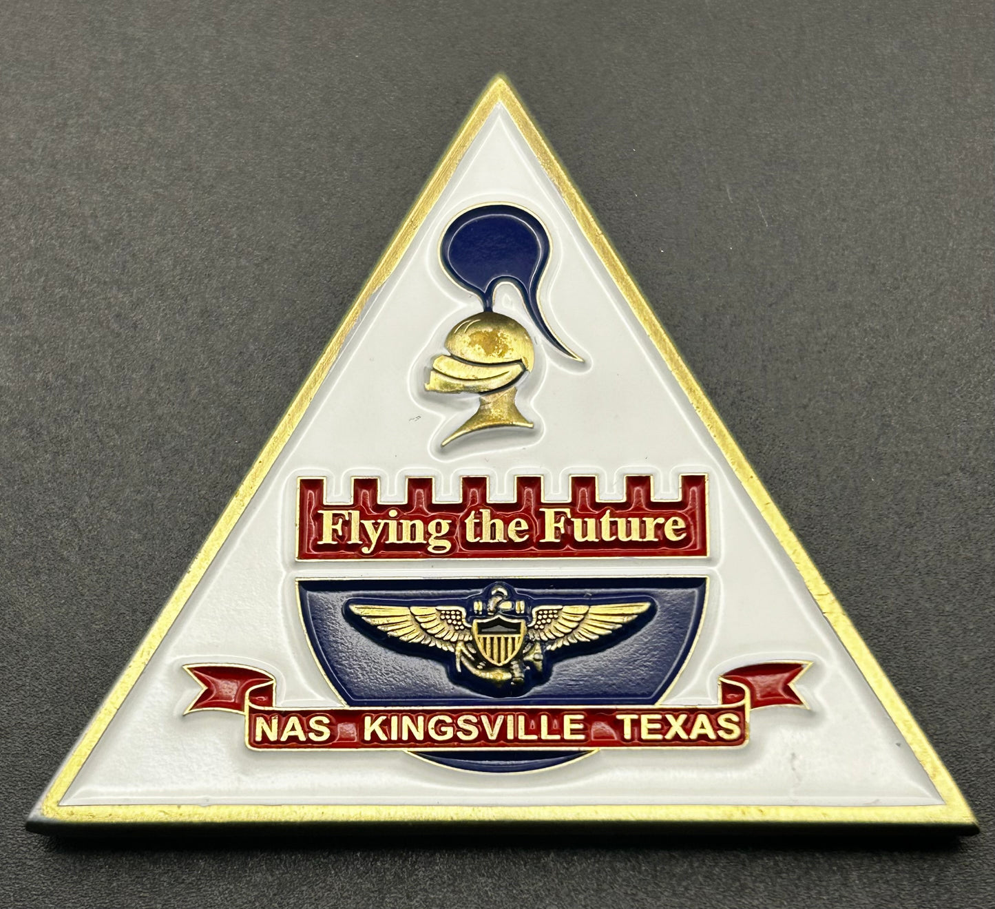 NAS Kingsville Texas "Flying the Future" U.S. Navy Triangle Challenge Coin 2" — Mint Condition
