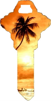 Tropical Palm Sunset Decorative Key Blanks — Perfect for Beach Home Rentals