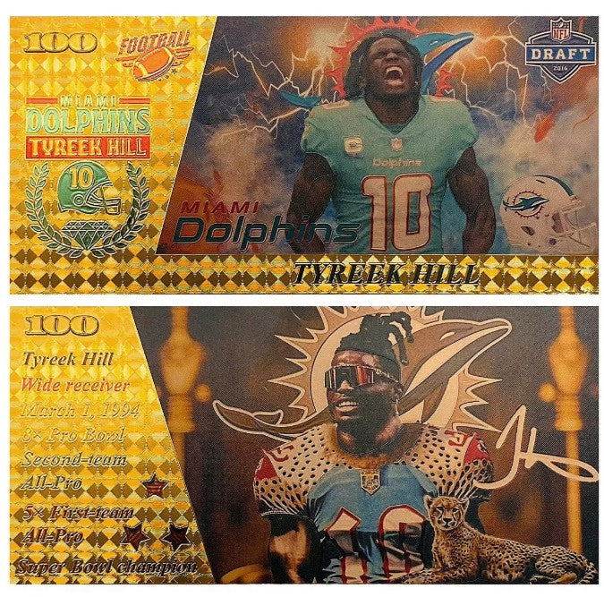 WHOLESALE ONLY-100 PCS. TYREEK HILL 24K GOLD BANKNOTES