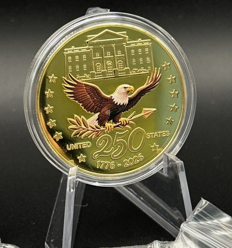 USA 250th Anniversary Challenge Coins - Lot of 10 (40mm with Capsules)