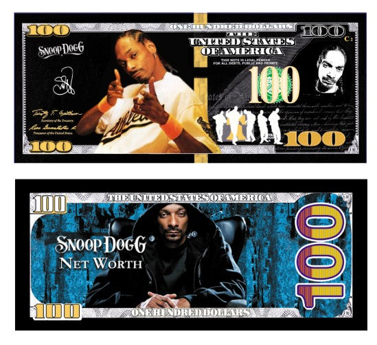 Snoop Dogg $100 Novelty Banknote front and back