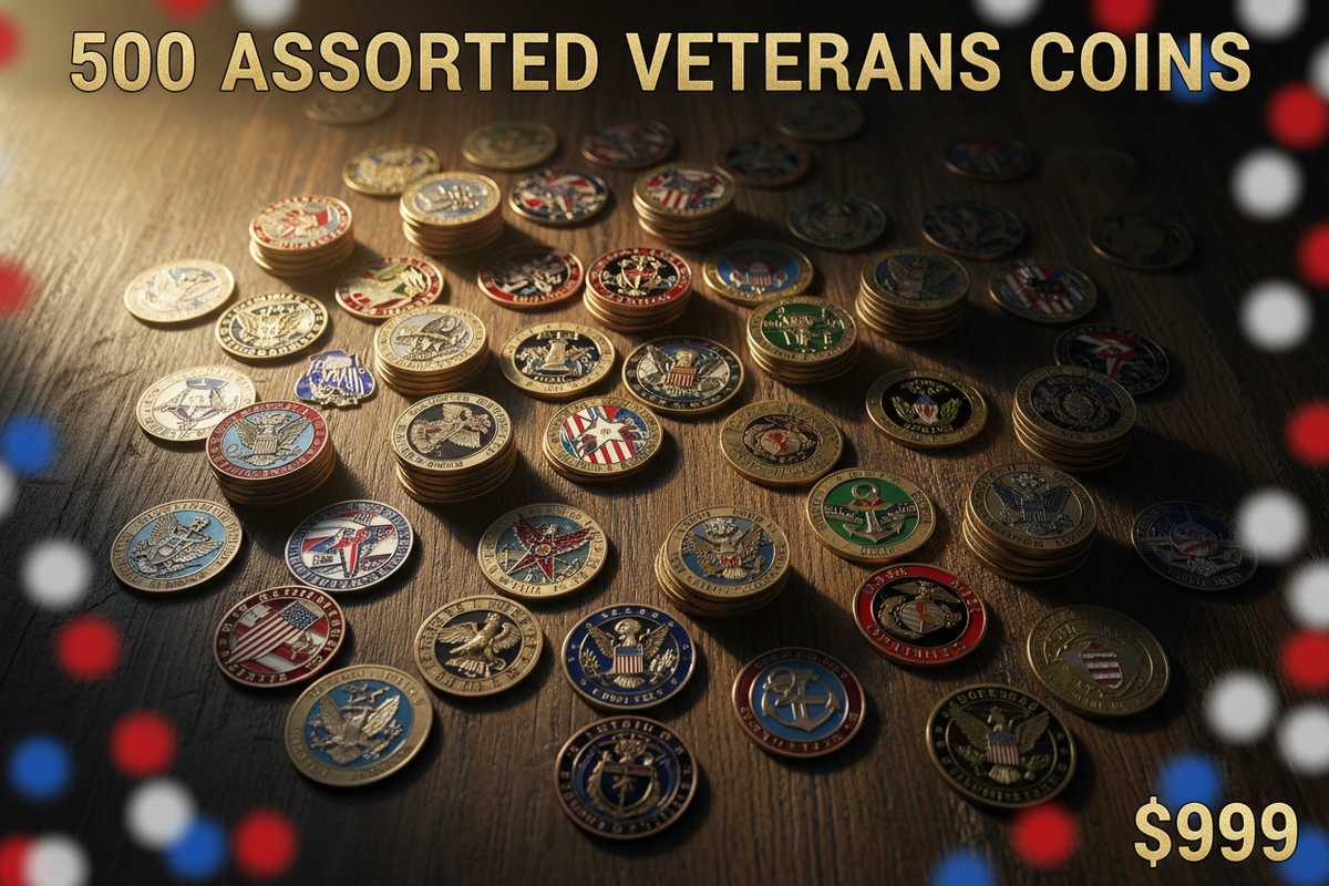 500 Assorted Style Veterans Challenge Coins Wholesale Lot