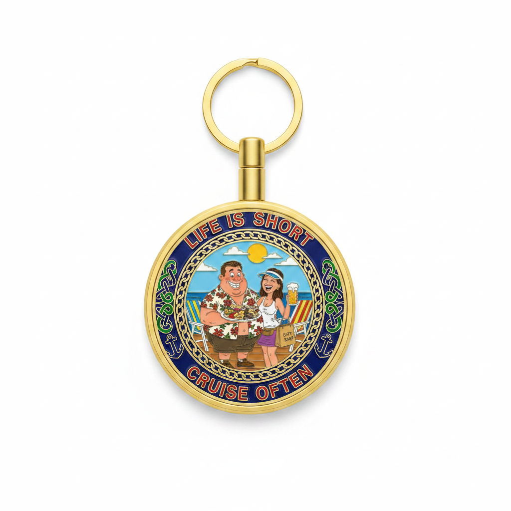 Life Is Short Cruise Often Coin in Keychain