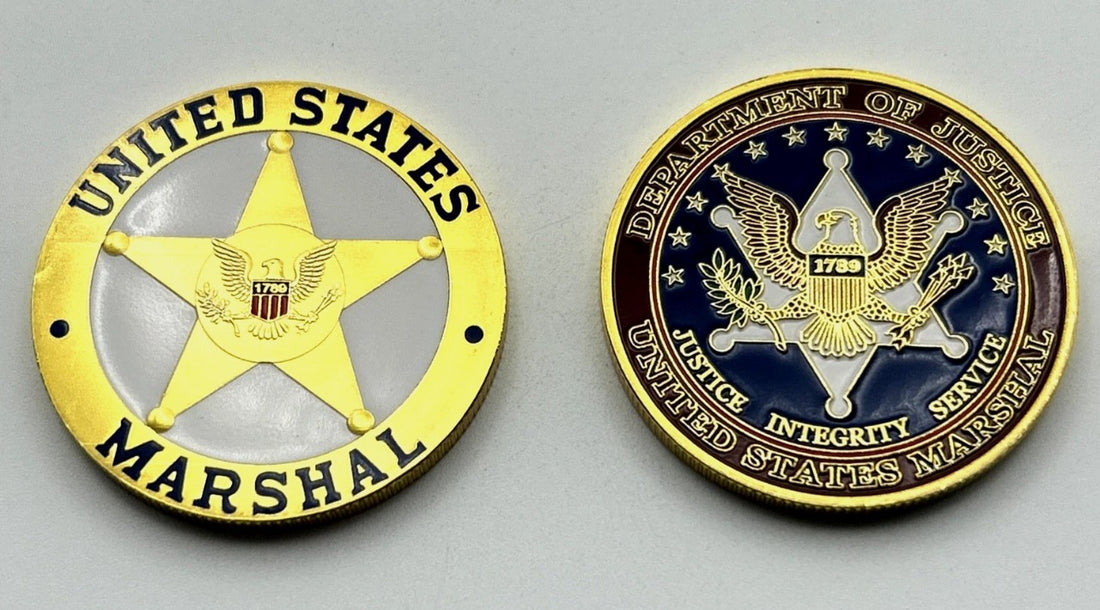 US Marshal Star Badge Challenge Coin 40mm - Both Sides - Department of Justice Justice Integrity Service