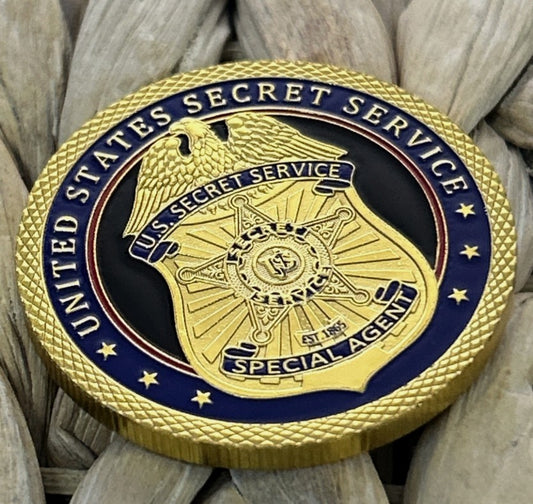 United States Secret Service Special Agent Challenge Coin - Gold Badge with Navy Blue Enamel