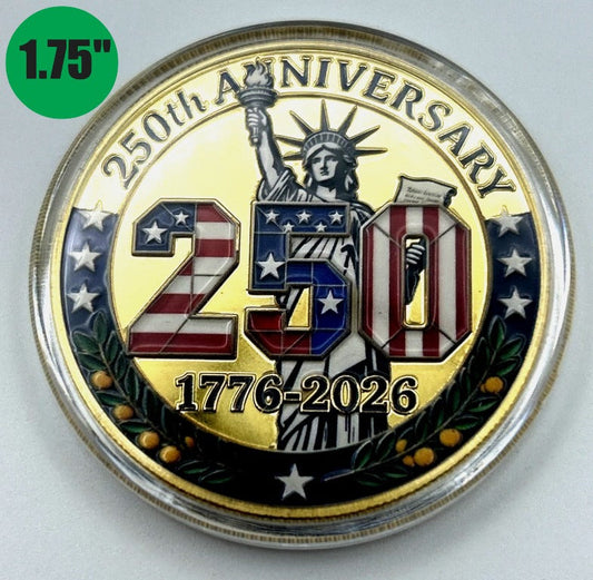USA 250th Anniversary Challenge Coin 1776-2026 Statue of Liberty 1.75 inch - OSM Brands