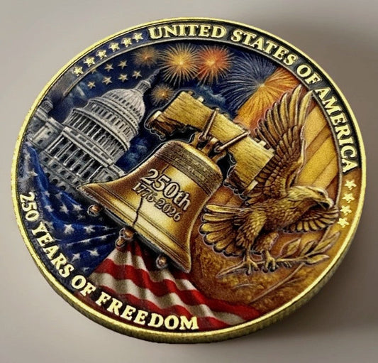 USA 250th Anniversary Challenge Coin - 250 Years of Freedom 1776-2026