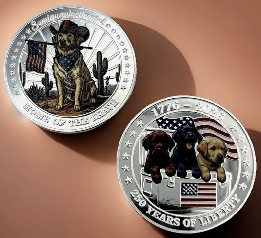 Semiquincentennial Dog Challenge Coin - Home of the Brave - 250 Years of Liberty 1776-2026