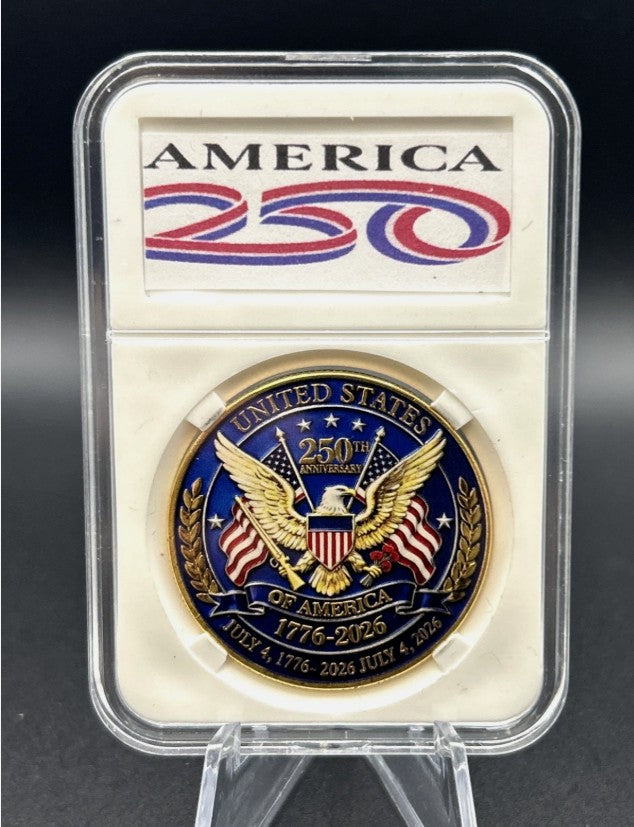 USA 250th Anniversary Challenge Coin - Years of Freedom 1776-2026 - Liberty Bell Bald Eagle US Capitol