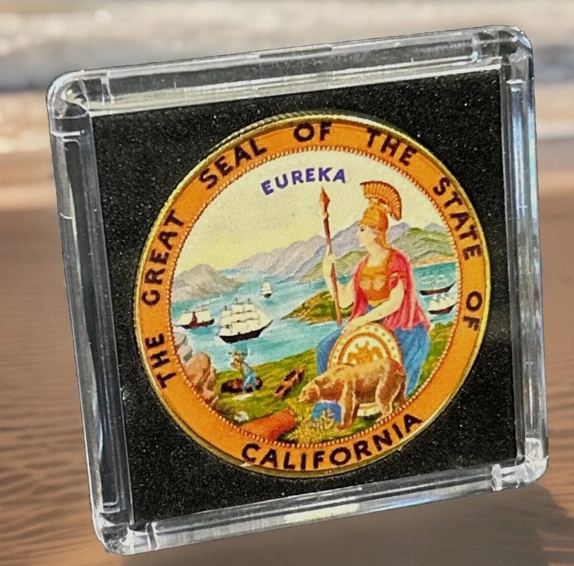 Great Seal of the State of California Challenge Coin 40mm - Eureka - Display Case