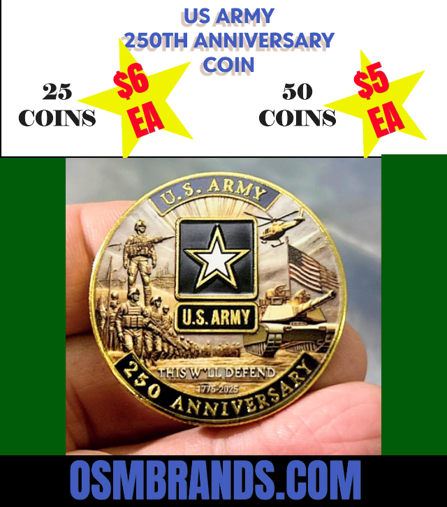 US ARMY 250th Anniversary Coin Packs 25/50